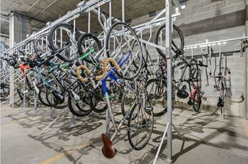 Bike storage room at One 333, Chicago, Illinois